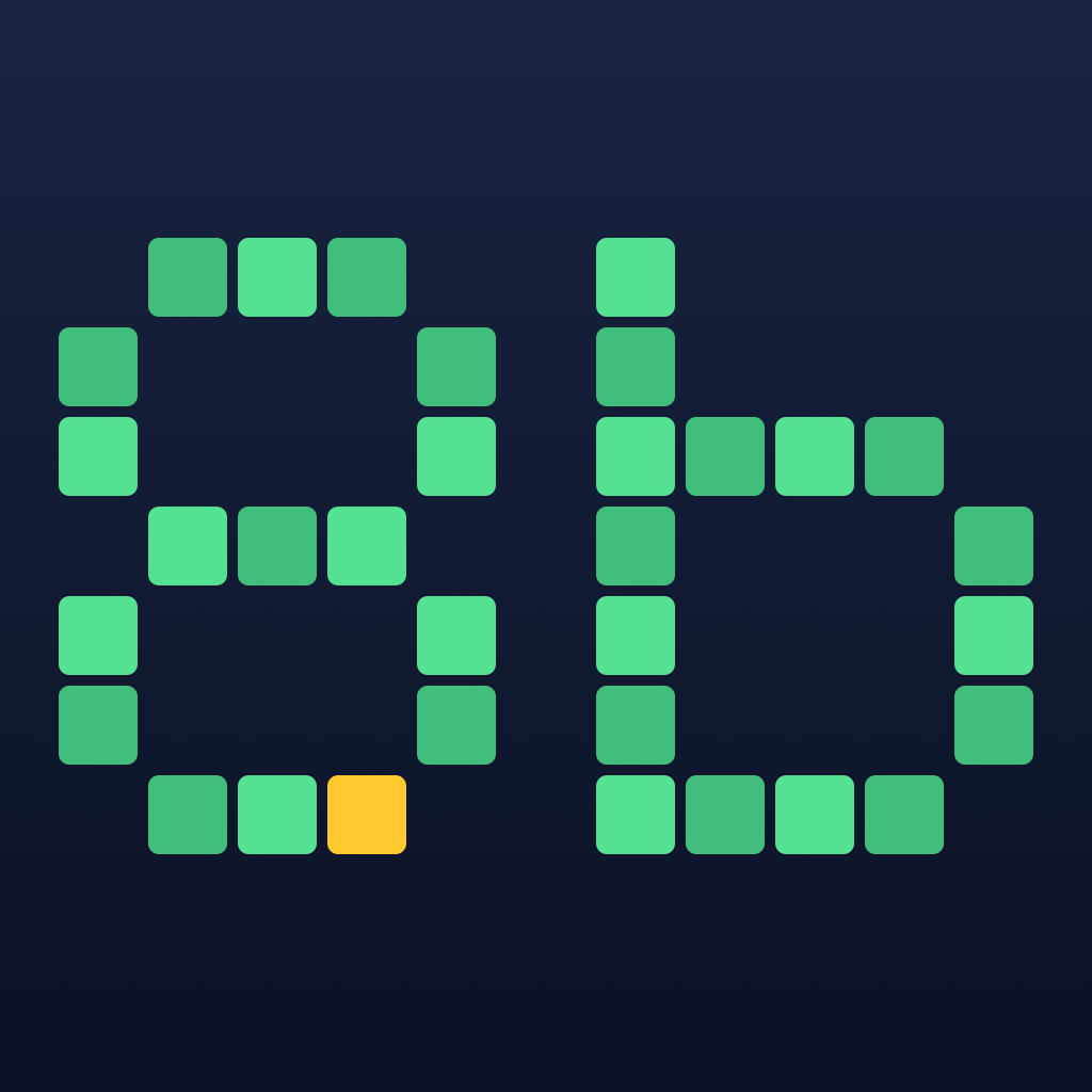 8-bit Bytes app icon — a pixel-block Bb mark
